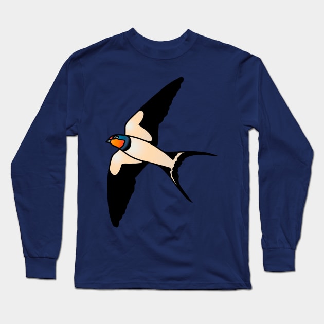 Swallow Long Sleeve T-Shirt by forcefedartanddesign